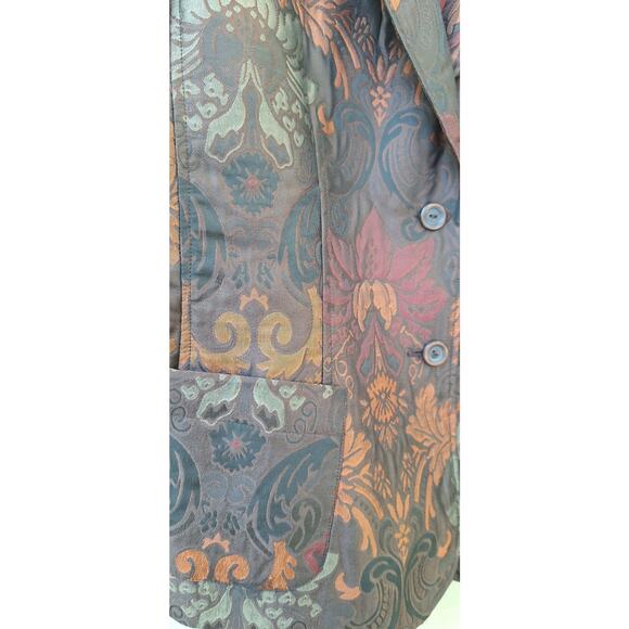Vtg harve benard Women Tapestry Floral Blazer Jacket Brown Bronze Floral Size 10 - Picture 7 of 8